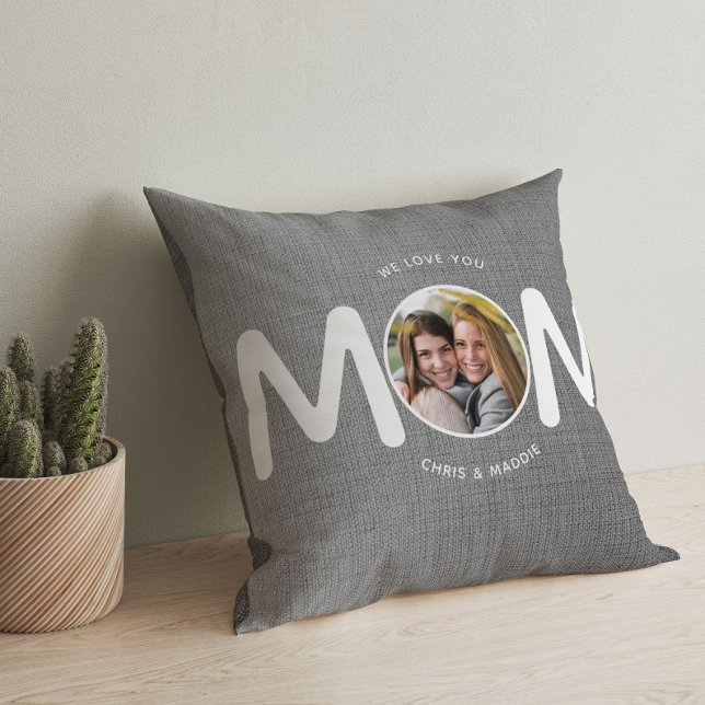 We houden van je MAM Modern Moederdag Gift Grey Fo Kussen (Creator heeft geüpload)