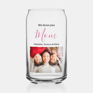 We houden van je mam modern Schattige meisjesscrip Blikvorm Glas