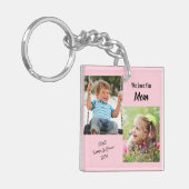 We houden van je mam, persoonlijke foto's roze sleutelhanger (Voorkant Links)