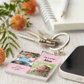 We houden van je mam, persoonlijke foto's roze sleutelhanger (Voorkant Rechts)