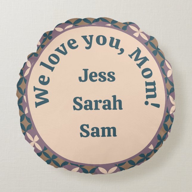 We houden van je, mam! rond kussen (Voorkant)