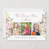 We houden van je mam roze bloemig Moederdag foto Kaart (Voorkant)