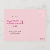 We houden van je mam roze minimalist briefkaart (Achterkant)