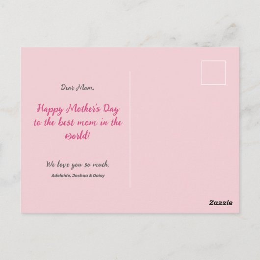 We houden van je mam roze minimalist briefkaart (Achterkant)