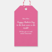 We houden van je mam roze minimalist cadeaulabel (Achterkant)
