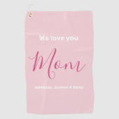 We houden van je mam roze minimalist golfhanddoek (Voorkant)