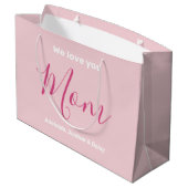 We houden van je mam roze minimalist groot cadeauzakje (Achterkant Gekanteld)