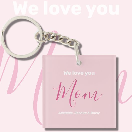 We houden van je mam roze minimalist sleutelhanger