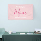 We houden van je mam roze minimalist spandoek (Beurs)