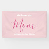 We houden van je mam roze minimalist spandoek (Horizontaal)