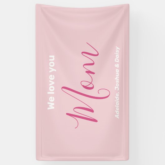 We houden van je mam roze minimalist spandoek (Verticaal)