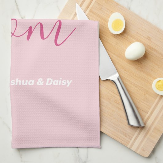 We houden van je mam roze minimalist theedoek (Quarter Fold)