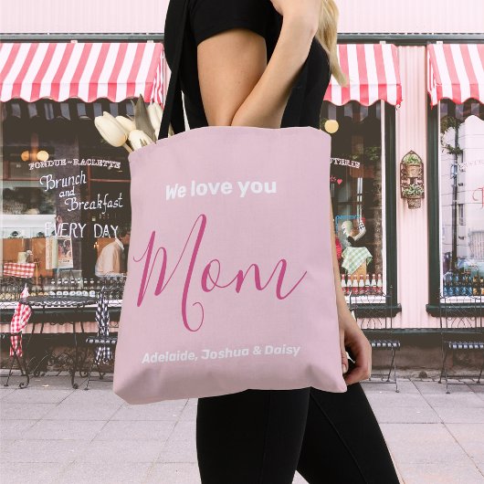 We houden van je mam roze minimalist tote bag