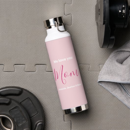 We houden van je mam roze minimalist waterfles (Gym)