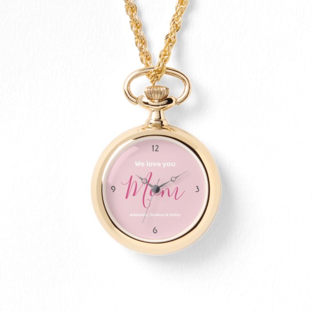 We houden van je mam roze minimalistisch Ketting h (Voorkant)