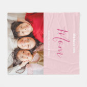 We houden van je mam roze minimalistische foto fleece deken (Voorkant (Horizontaal))
