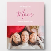 We houden van je mam roze minimalistische foto fotoplaat (Voorkant)