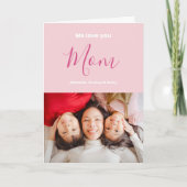 We houden van je mam roze minimalistische foto kaart (Voorkant)