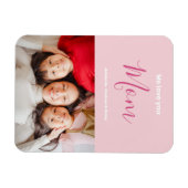 We houden van je mam roze minimalistische foto magneet (Horizontaal)