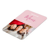 We houden van je mam roze minimalistische foto magneet (Linkerzijde)