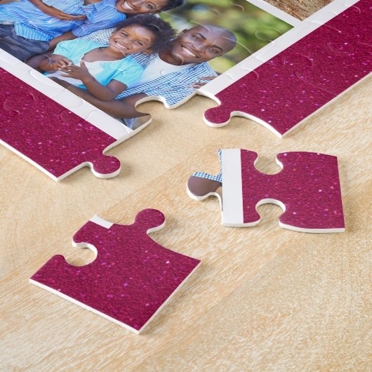 We houden van je mama 10 Foto Collage Pink Glitter Legpuzzel (Zijkant)