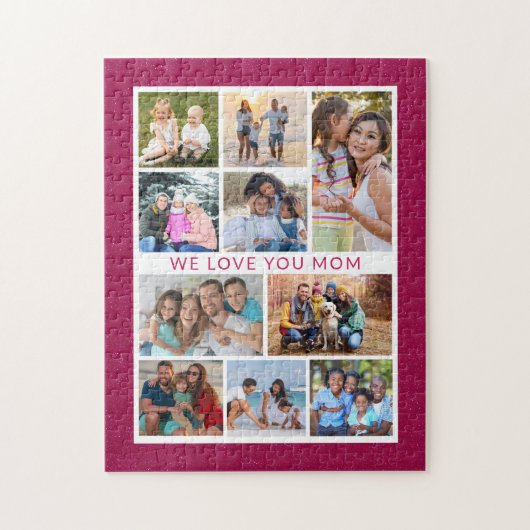 We houden van je mama 10 Foto Collage Pink Glitter Legpuzzel (Verticaal)