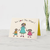 We houden van je mama Cartoon Family Happy Moederd Kaart (Voorkant)