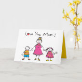 We houden van je mama Cartoon Family Happy Moederd Kaart (Gele Bloem)