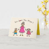 We houden van je mama Cartoon Family Happy Moederd Kaart (Gele Bloem)