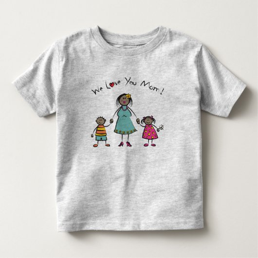 We houden van je mama Cartoon Family Happy Moederd Kinder Shirts (Voorkant)