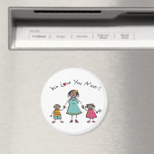 We houden van je mama Cartoon Family Happy Moederd Magneet (Insitu (Vaatwasser))