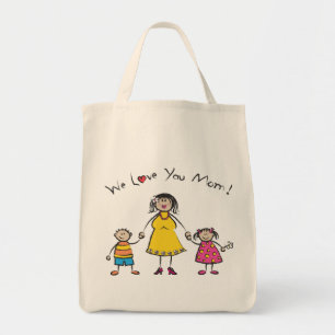 We houden van je mama Cartoon Family Happy Moederd Tote Bag