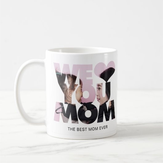 We houden van je mama Cutout Heart Photo Collage Koffiemok (Links)