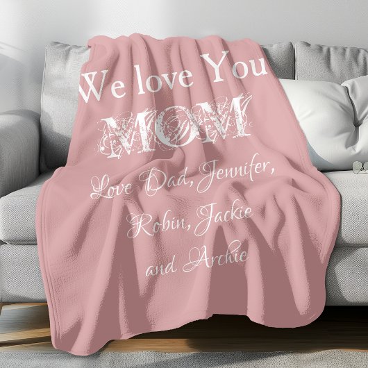 We houden van je mama familie Names Script Cute Bl Fleece Deken