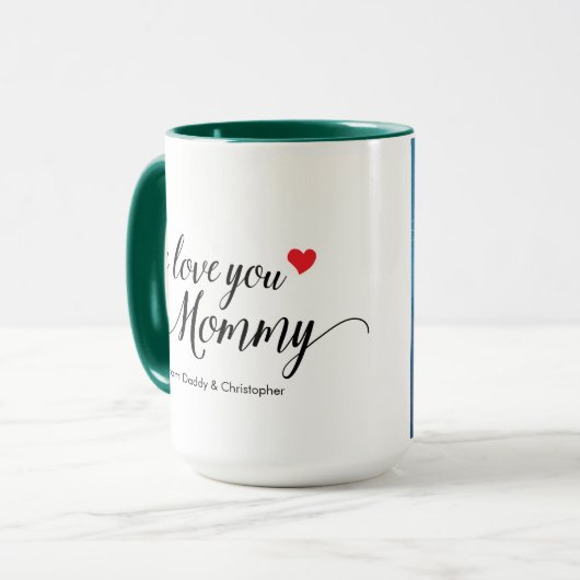We houden van je Mama Foto Eenvoudige Moederdag Mok (Voorkant links)