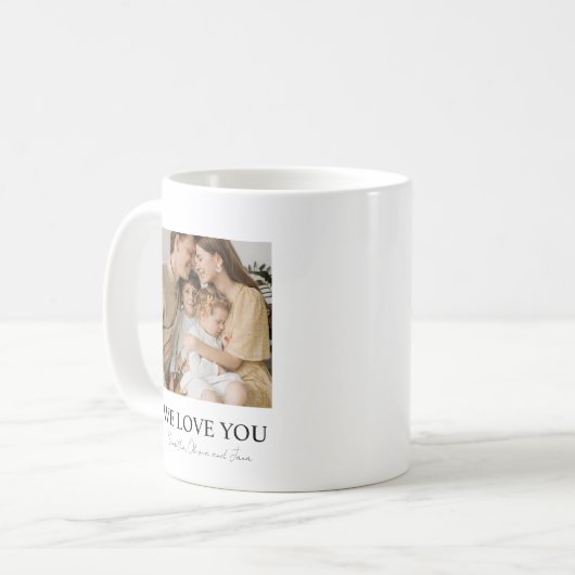 We houden van je Mama Foto Mok - Gepersonaliseerde (Voorkant links)