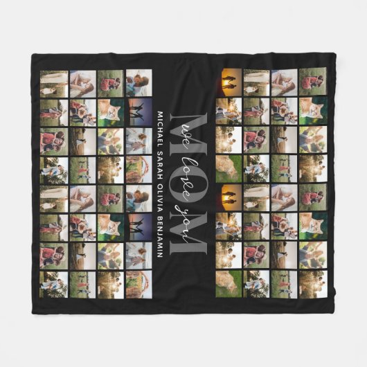 We houden van je Mama Gepersonaliseerde 64 Fotocol Fleece Deken (Voorkant (Horizontaal))
