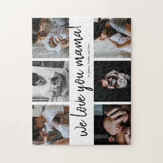 We houden van je mama Modern 6 Foto Collage Moeder Legpuzzel (Verticaal)