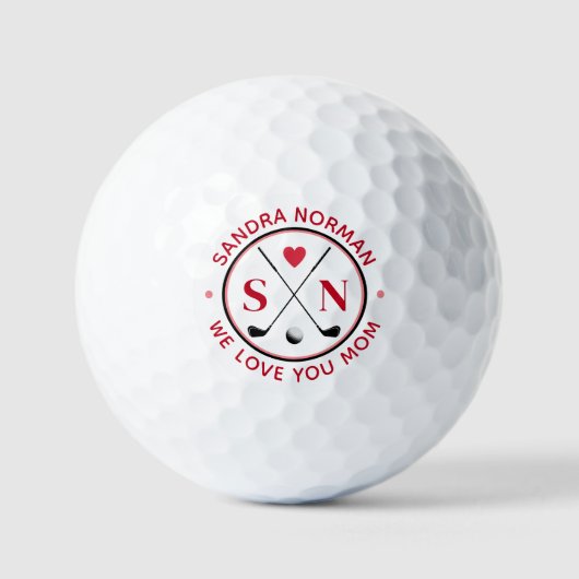 We houden van je mama monogram golfballen (Voorkant)