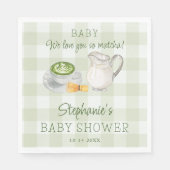 We houden van je, Matcha Green Gingham Baby shower Servet (Voorkant)