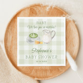 We houden van je, Matcha Green Gingham Baby shower Servet