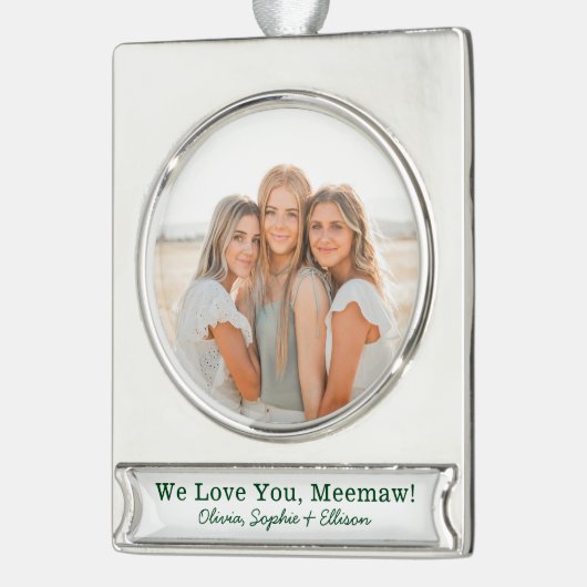 We houden van je Meemaw Foto Verzilverd Banner Ornament (Links)