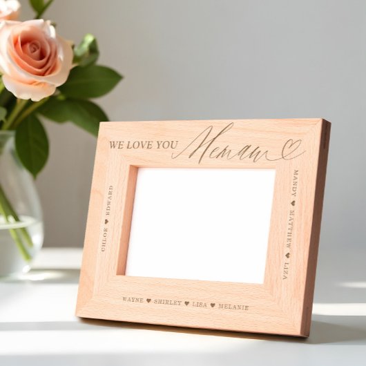 We houden van je Memaw Script Hart Grandkid Namen Gegraveerde Lijstjes