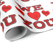 We houden van je met hugs en kussen cadeaupapier (Rol Hoek)
