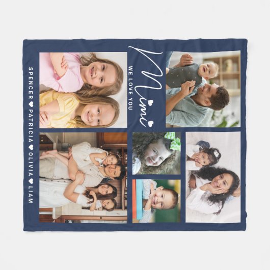 We houden van je mimi kleinkinderen 6 foto collage fleece deken (Voorkant (Horizontaal))
