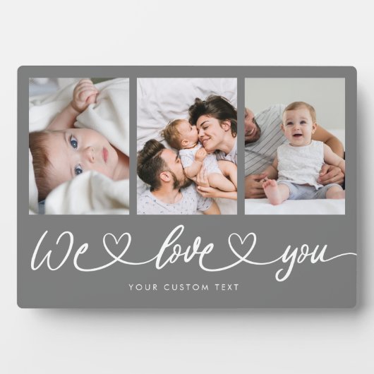We houden van je moderne hartscript fotocollage fotoplaat (voorkant)