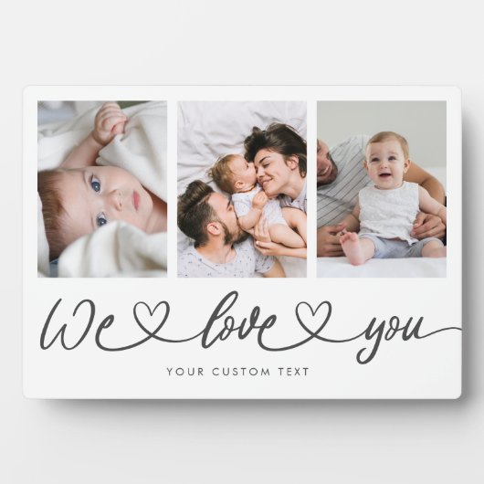 We houden van je moderne hartscript fotocollage fotoplaat (voorkant)