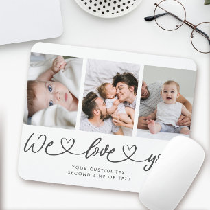 We houden van je moderne hartscript fotocollage muismat