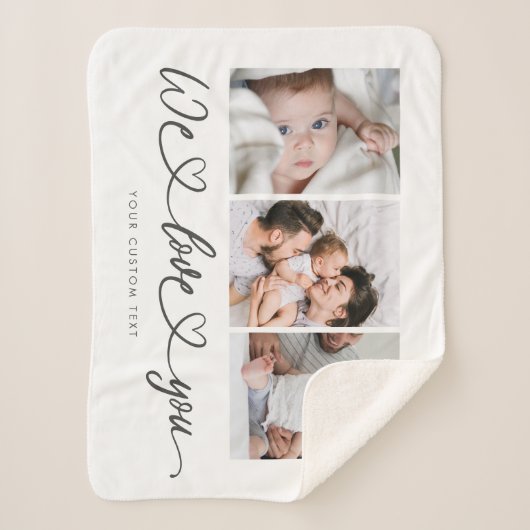 We houden van je moderne hartscript fotocollage sherpa deken (Voorkant)