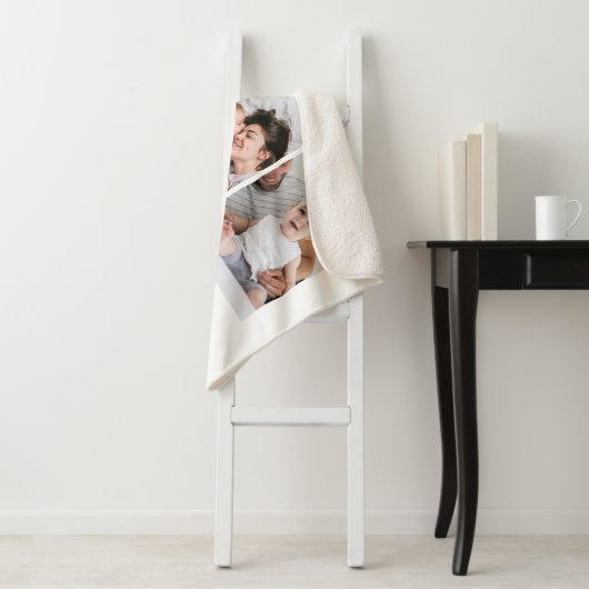 We houden van je moderne hartscript fotocollage sherpa deken (In situ)